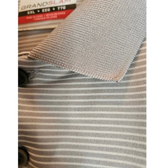 GrandSlam XXL Golf 3 button 100% polyester Gray thin striped polo  EEG TTG - Picture 3 of 5